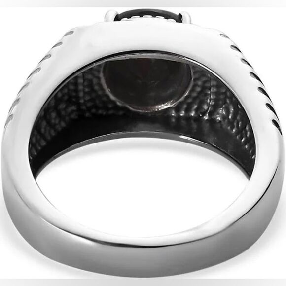 Thai Black Spinel 3.20 ctw Men's Ring in Stainless Steel NWT - Picture 6 of 11
